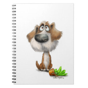 Cuaderno Dibujo animado adorable de perro desgreñado culpab