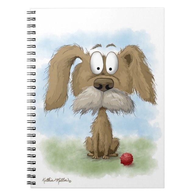 Cuaderno Dibujo animado adorable de un perro desaliñado con (Frente)