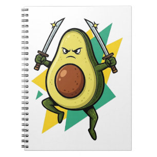 Cuaderno Dibujo animado de aguacate ninja – Vector guerrero