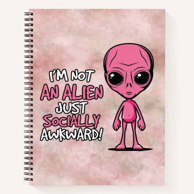 Cuaderno Dibujo animado de alienígena socialmente incómodo (Anverso)
