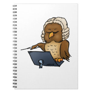 Cuaderno Dibujo animado de búho director divertido