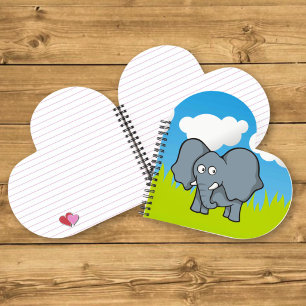 Cuaderno Dibujo animado de elefante gris
