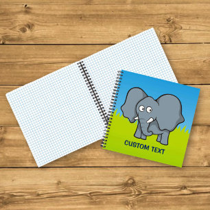 Cuaderno Dibujo animado de elefante gris
