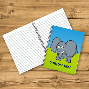 Cuaderno Dibujo animado de elefante gris