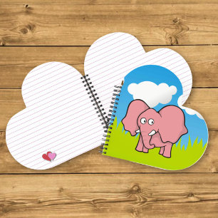 Cuaderno Dibujo animado de elefante rosa