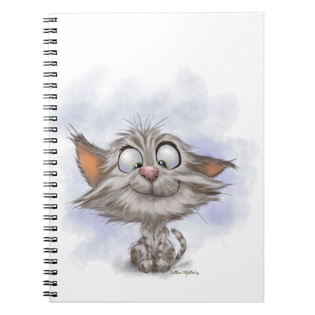 Cuaderno Dibujo animado de gatito tabby divertido (Frente)