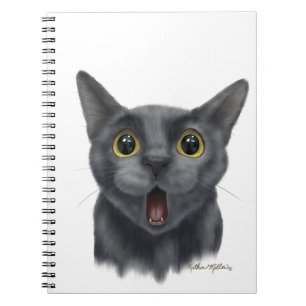Cuaderno Dibujo animado de gato negro divertido