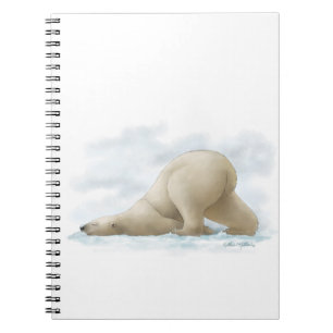 Cuaderno Dibujo animado de oso polar lindo en la nieve