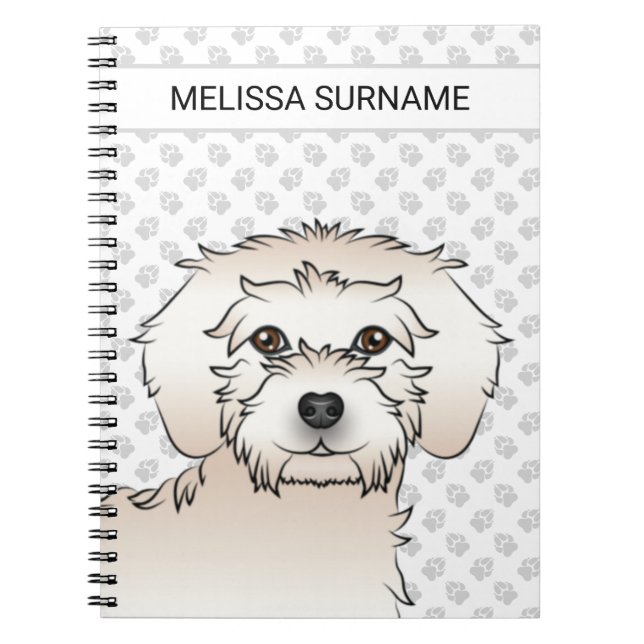 Cuaderno Dibujo animado de perro Cream Mini Goldendoodle y  (Frente)