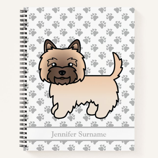 Cuaderno Dibujo animado de perro Terrier Wheaten Cairn y te (Anverso)