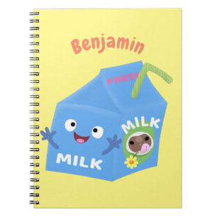 Cuaderno Dibujo animado de personaje de cartón de leche fel
