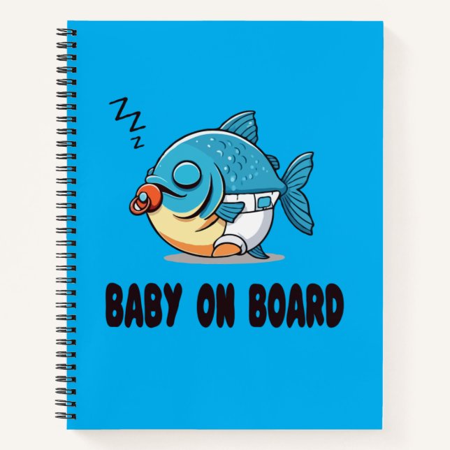 Cuaderno Dibujo Animado de Pez Bebé Dormido Divertido - Beb (Anverso)