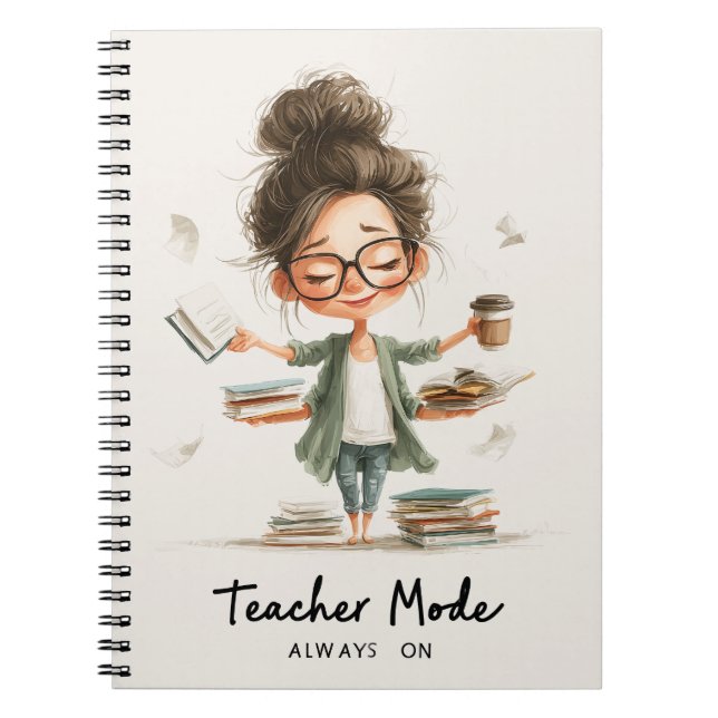 Cuaderno Dibujo animado de profesora linda con "Modo profes (Frente)