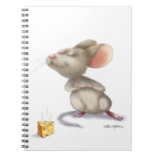 Cuaderno Dibujo animado de ratón y queso adorable