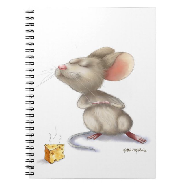 Cuaderno Dibujo animado de ratón y queso adorable (Frente)