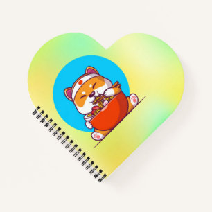 Cuaderno Dibujo animado de Shiba Inu lindo comiendo fideos 