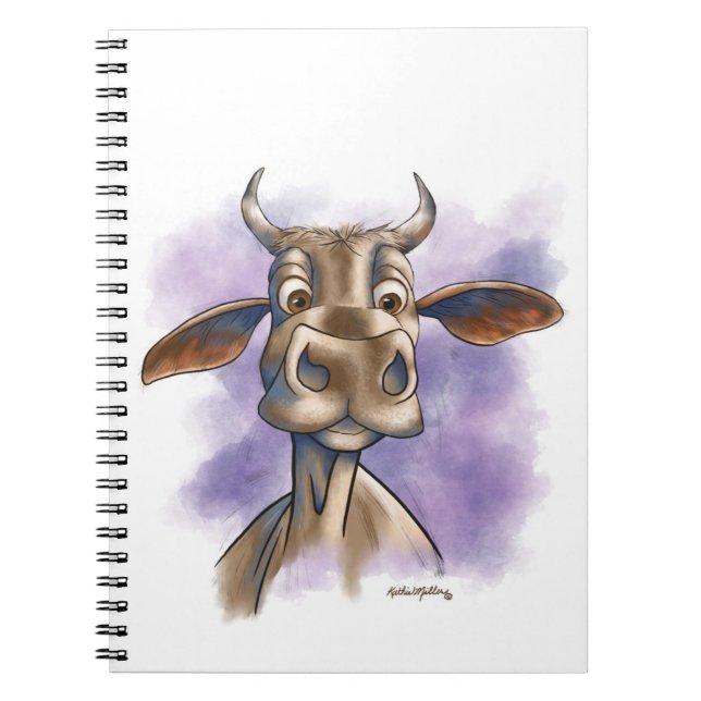 Cuaderno Dibujo animado de vaca Brahman (Frente)