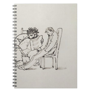 Cuaderno Dibujo animado de William Morris (1834-96) que lee