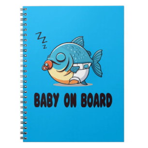 Cuaderno Dibujo Animado Divertido de Pez Bebé Durmiendo - B