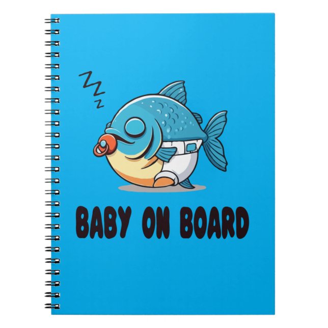 Cuaderno Dibujo Animado Divertido de Pez Bebé Durmiendo - B (Frente)