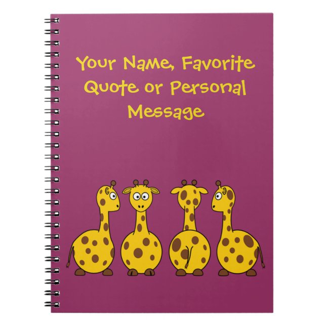 Cuaderno Dibujo animado lindo de la jirafa (Frente)