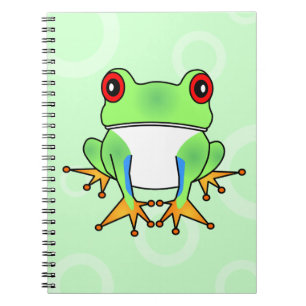 Cuaderno Dibujo animado lindo de la rana arbórea - círcul