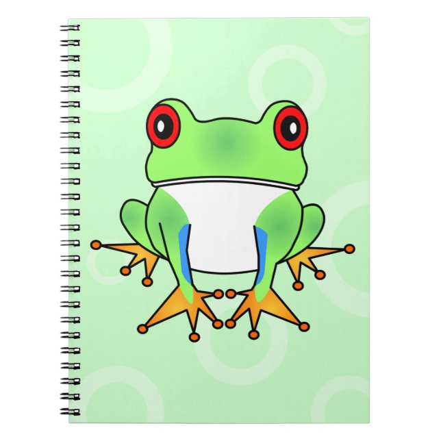 Cuaderno Dibujo animado lindo de la rana arbórea - círculos (Frente)