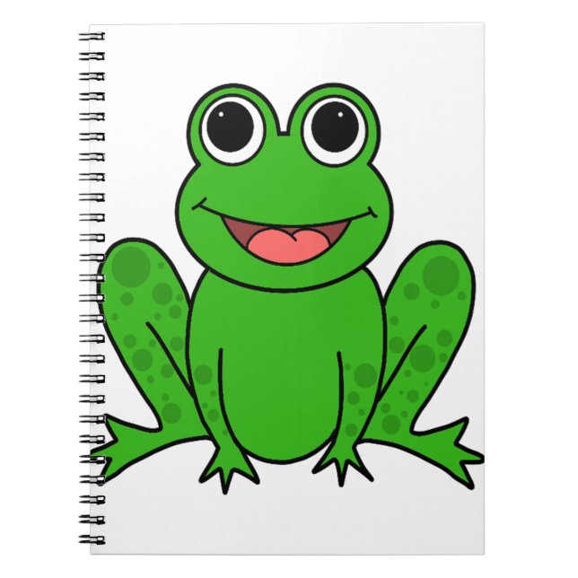 Cuaderno Dibujo animado lindo de la rana verde (Frente)