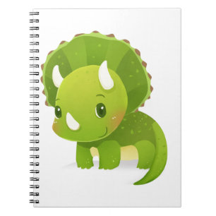 Cuaderno dibujo animado lindo del dinosaurio del bebé verd
