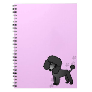 Cuaderno Dibujo animado negro lindo del caniche con la