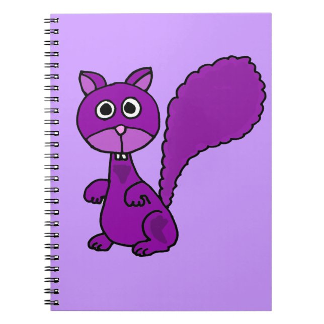 Cuaderno Dibujo animado púrpura divertido de la ardilla (Frente)