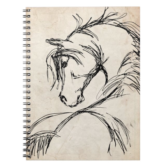 Cuaderno Dibujo artístico de la cabeza del caballo (Frente)