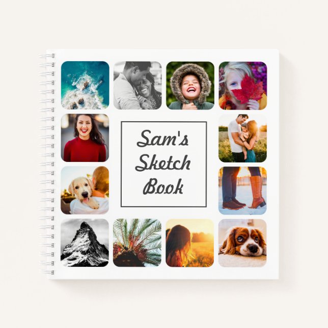 Cuaderno Dibujo blanco de la foto de nombre personalizado (Anverso)