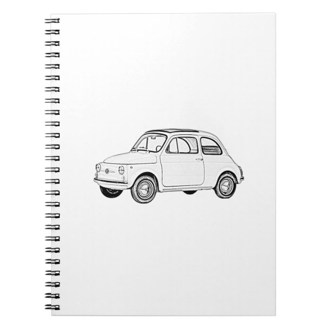 Cuaderno Dibujo blanco y negro de Fiat 500 Topolino (Frente)