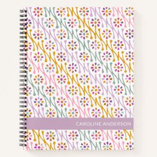 Cuaderno Dibujo botánico de Boho en pasteles personalizado