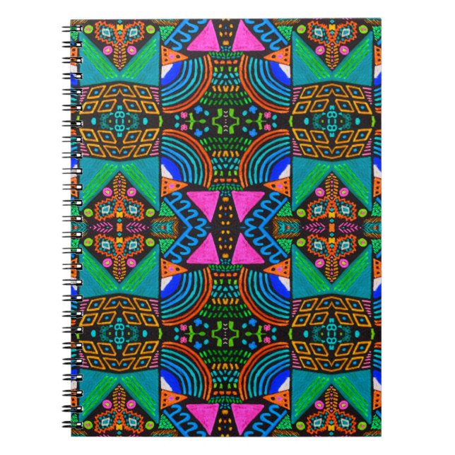 Cuaderno Dibujo de arte africano. Patrón azteca sin foco. C (Frente)