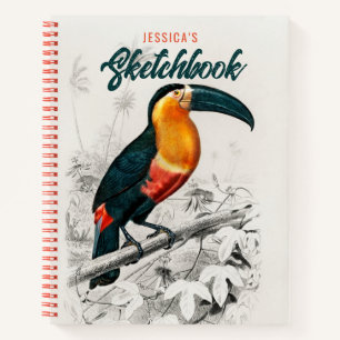 Cuaderno Dibujo de artista Toucan Bird Sketchbook Nombre pe