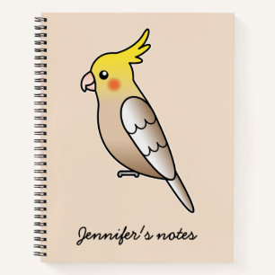 Cuaderno Dibujo de ave de dibujos animados de cacatúa canel