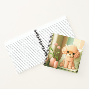 Cuaderno Dibujo de cachorro de perro caniche adorable lindo