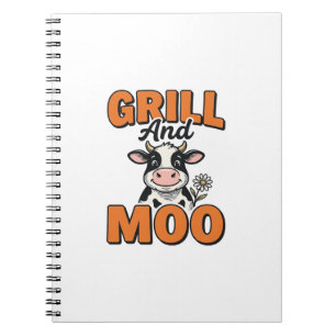 Cuaderno Dibujo de camiseta vintage Funny Cow Grill And Moo