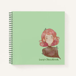Cuaderno Dibujo de caracteres de hojas de color y Chica de 