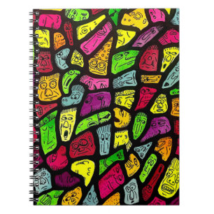 Cuaderno Dibujo de caras raras de dibujos animados fluoresc