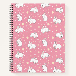 Cuaderno Dibujo de conejo kawaii rosa lindo