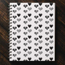 Cuaderno Dibujo de corazones blancos y negros - Diversidad 