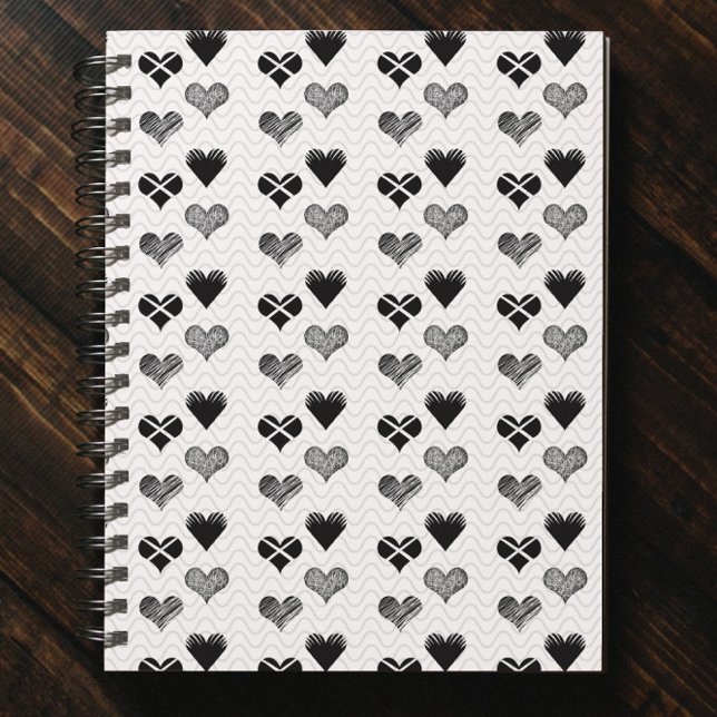 Cuaderno Dibujo de corazones blancos y negros - Diversidad  (Subido por el creador)