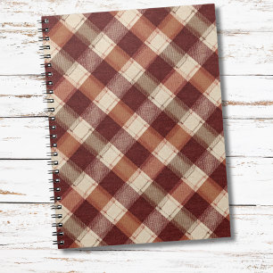 Cuaderno Dibujo de Cuadros Rojo Herrumbre Naranja Crema Rús