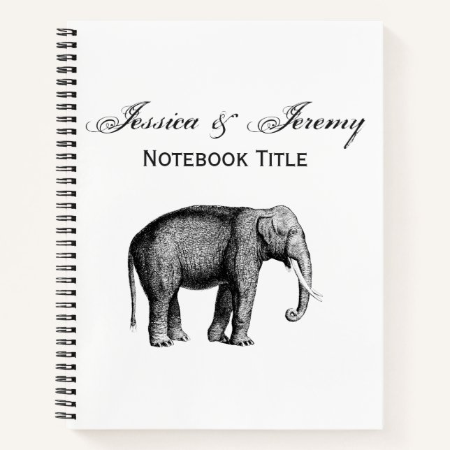 Cuaderno Dibujo de elefantes de época (Anverso)