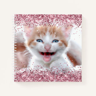 Cuaderno Dibujo de foto con brillo rosa falso y destellos