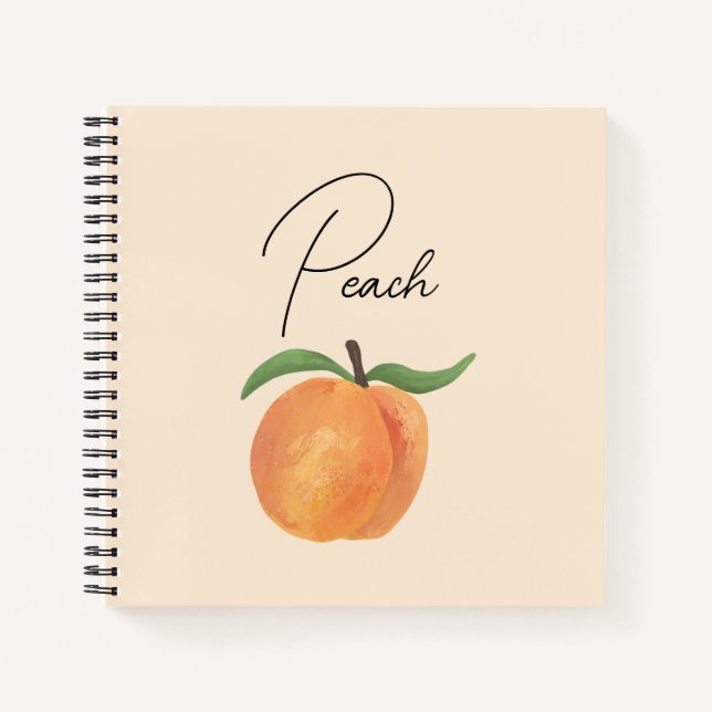 Cuaderno Dibujo de fruta melocotón pintado lindo  (Anverso)