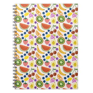 Cuaderno Dibujo de frutas adorables Seamless Pattern